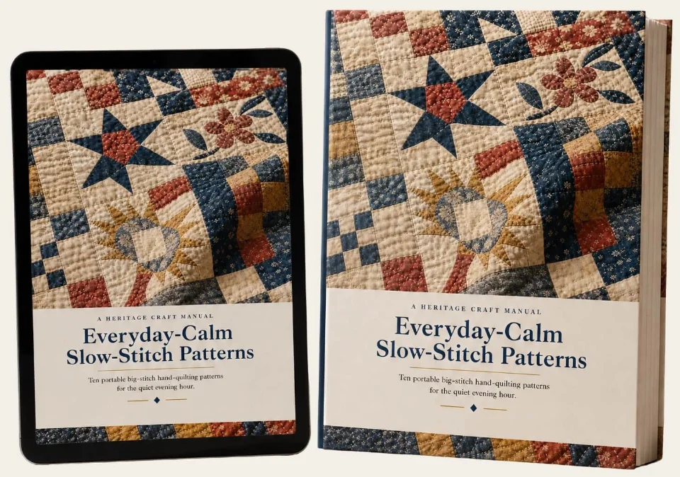 Everyday-calm slow-stitch quilts.